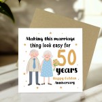 50th Wedding Anniversary Card For Husband Wife Couple