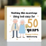 50th Wedding Anniversary Card For Husband Wife Couple