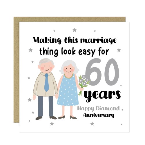 60th Wedding Anniversary Card For Husband Wife Couple 
