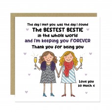 Birthday Card For Friend Bestest Bestie Card With Kraft Envelope