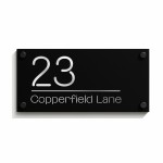 Personalised House Sign Black Silver Contemporary Door Number