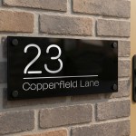 Personalised House Sign Black Silver Contemporary Door Number