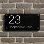 Personalised House Sign Black Silver Contemporary Door Number