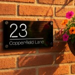 Personalised House Sign Black Silver Contemporary Door Number