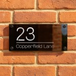 Personalised House Sign Black Silver Contemporary Door Number