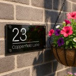 Personalised House Sign Black Silver Contemporary Door Number