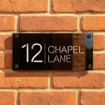 Contemporary House Door Number Plaque 3D Laser Cut House Name
