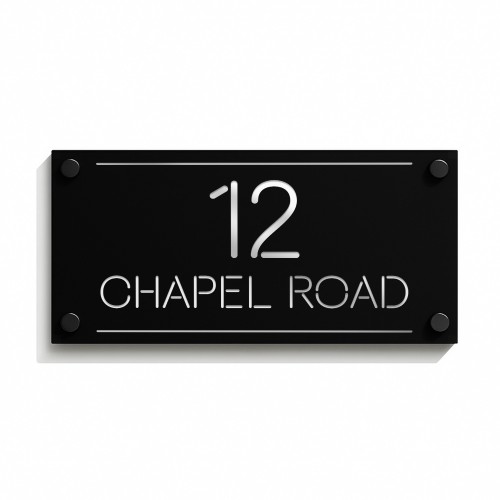 Personalised Laser Cut Black & Silver Mirror House Signs Plaque 