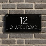 Personalised Laser Cut Black & Silver Mirror House Signs Plaque 