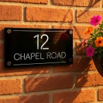 Personalised Laser Cut Black & Silver Mirror House Signs Plaque 