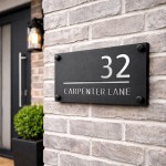 Personalised Black House Sign Door Number Plaque For Outside Personalised Black House Sign Door Number Plaque For Outside