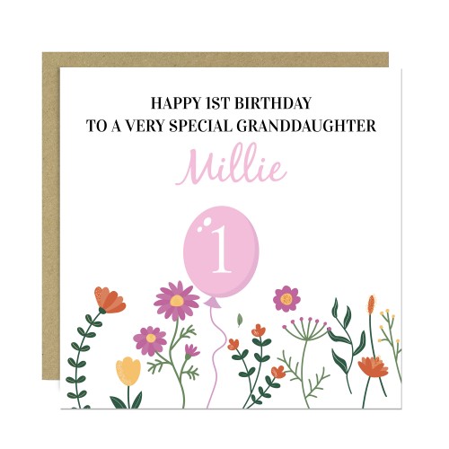 1st Birthday Card For Special Granddaughter Personalised Card