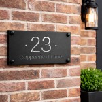 Black House Sign Personalised Door Number Plaque For Outside