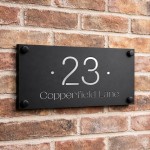Black House Sign Personalised Door Number Plaque For Outside