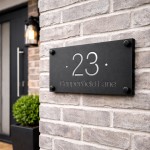 Black House Sign Personalised Door Number Plaque For Outside
