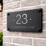 Black House Sign Personalised Door Number Plaque For Outside
