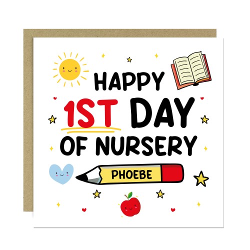 Personalised Happy 1st Day Of Nursery Card For Daughter Son