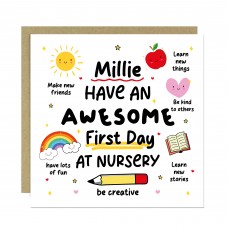 Personalised 1st Day Of Nursery Card For Daughter Son