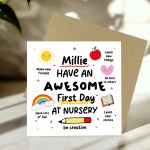 Personalised 1st Day Of Nursery Card For Daughter Son