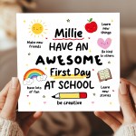 Personalised 1st Day Of School Card For Daughter Son