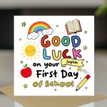 Personalised First Day Of School Card For Son Daughter GOOD LUCK