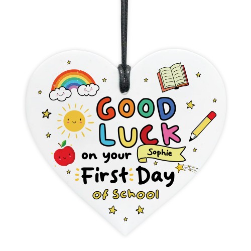 Gift For First Day Of School Acrylic Heart Personalised Gift