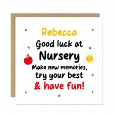 Personalised Good Luck Nursery Card For Son Daughter