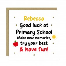 Personalised Good Luck Primary School Card For Son Daughter