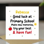 Personalised Good Luck Primary School Card For Son Daughter