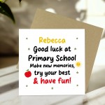 Personalised Good Luck Primary School Card For Son Daughter