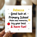 Personalised Good Luck Primary School Card For Son Daughter