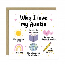 Auntie Card Why I Love Auntie Card Birthday Card for Auntie