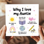 Auntie Card Why I Love Auntie Card Birthday Card for Auntie
