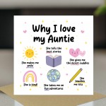 Auntie Card Why I Love Auntie Card Birthday Card for Auntie