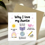 Auntie Card Why I Love Auntie Card Birthday Card for Auntie