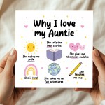 Auntie Card Why I Love Auntie Card Birthday Card for Auntie