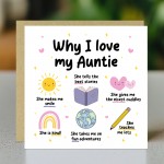 Auntie Card Why I Love Auntie Card Birthday Card for Auntie