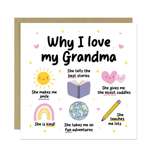 Grandma Card Why I Love Grandma Card Birthday Card for Grandma