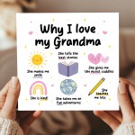 Grandma Card Why I Love Grandma Card Birthday Card for Grandma