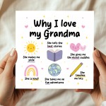 Grandma Card Why I Love Grandma Card Birthday Card for Grandma