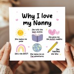 Nanny Card Why I Love Nanny Card Birthday Card for Nanny