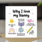 Nanny Card Why I Love Nanny Card Birthday Card for Nanny