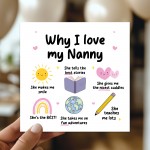 Nanny Card Why I Love Nanny Card Birthday Card for Nanny