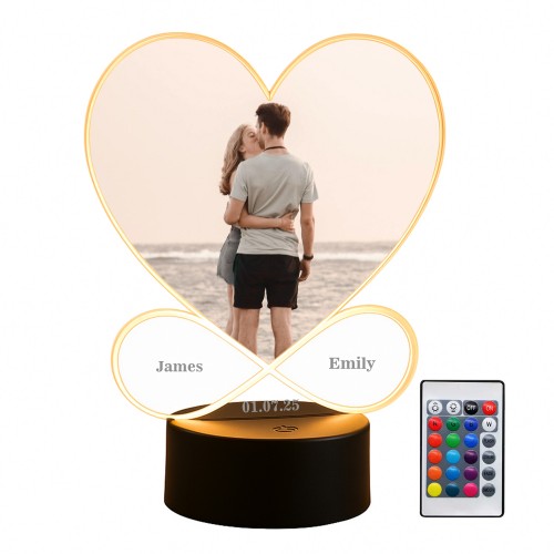 Personalised Couple Photo Frame Picture With LED Light Gift
