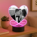 Mr & Mrs Plaque Couple Photo Frame With LED Personalised Husband