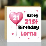 21st Birthday Card For Girls Personalised 21st Birthday Card