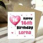 16th Birthday Card For Girls Personalised 16th Birthday Card