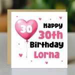 30th Birthday Card For Girls Personalised 30th Birthday Card
