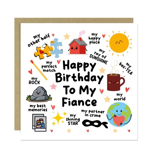 Happy Birthday To My Fiance Card With Kraft Envelope Funny Card Happy Birthday To My Fiance Card With Kraft Envelope Funny Card