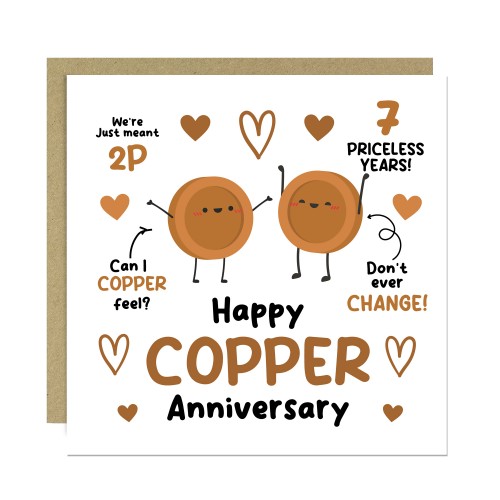 Happy Copper Anniversary Card For Husband Wife Anniversary Card